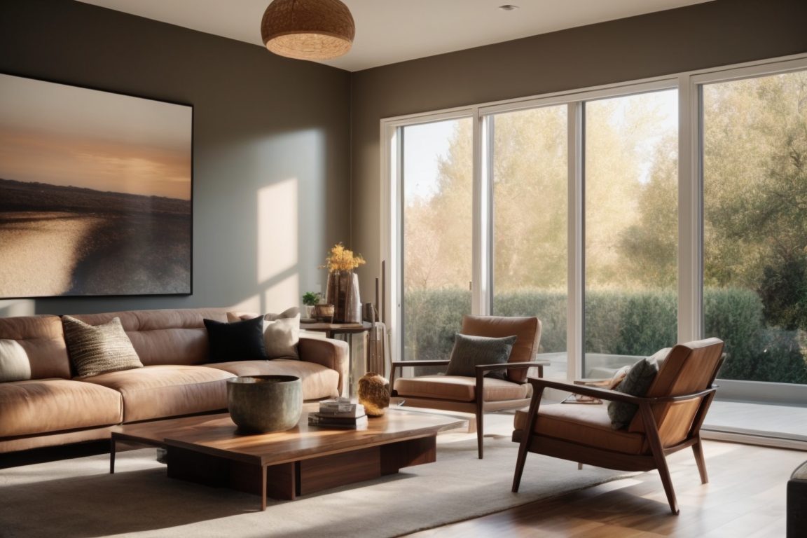 Sacramento home interior with energy-efficient window film, reduced solar heat