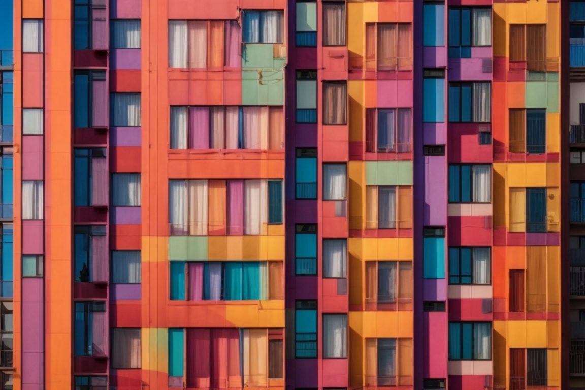 colorful vibrant building wrap on Sacramento building exterior