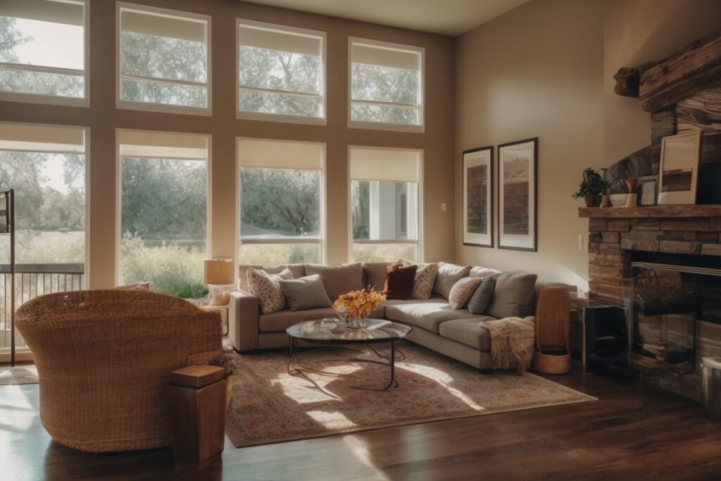 Sacramento home interior showing heat control window film