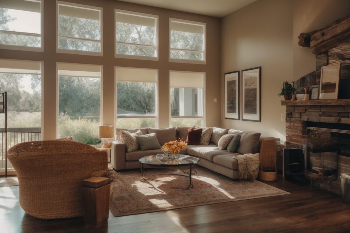 Sacramento home interior showing heat control window film