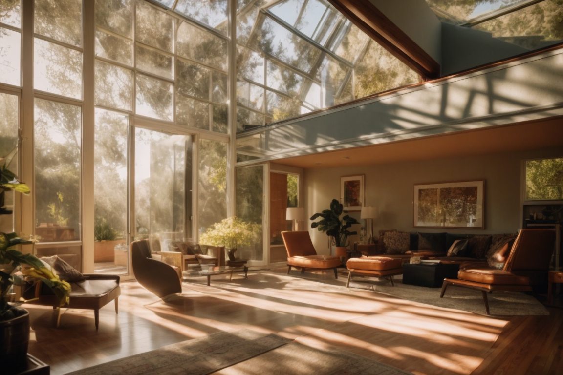 Sacramento home interior with sunlight filtering through tinted windows