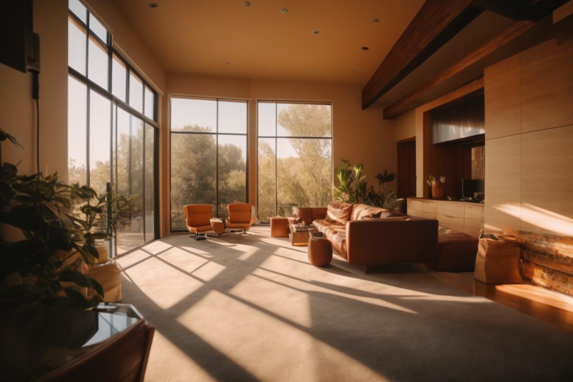 Sacramento home interior with intense sunlight and visible heat waves