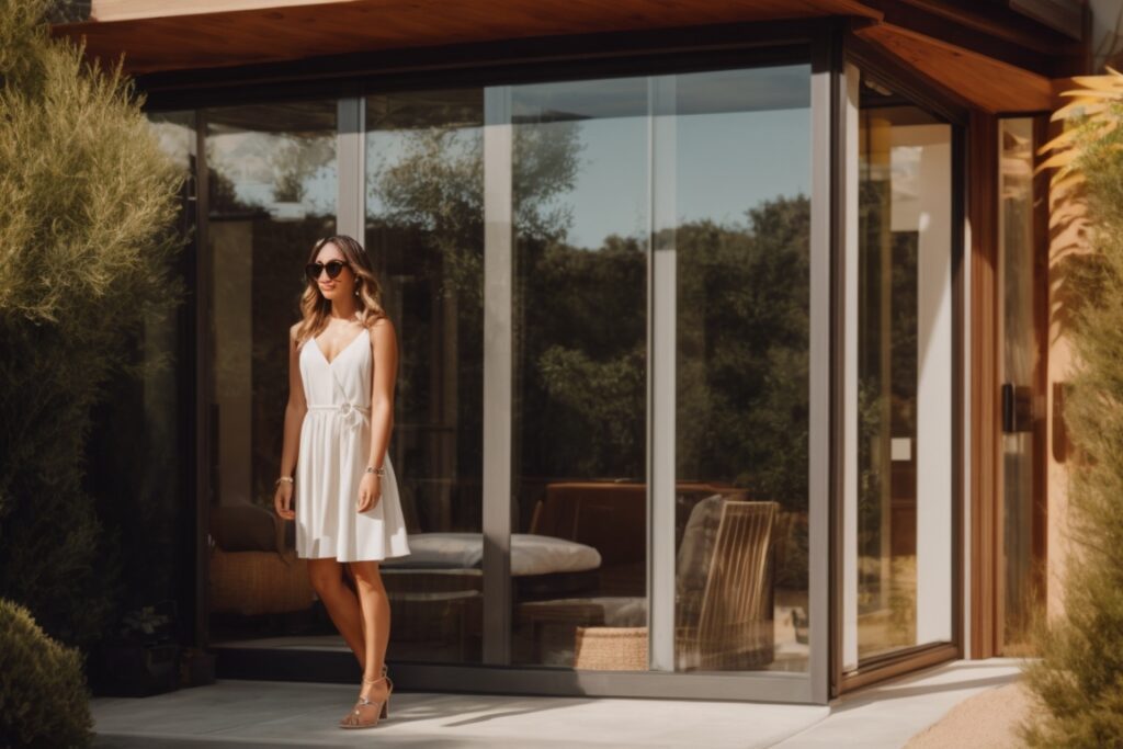 Modern home with solar control window films in Sacramento during summer