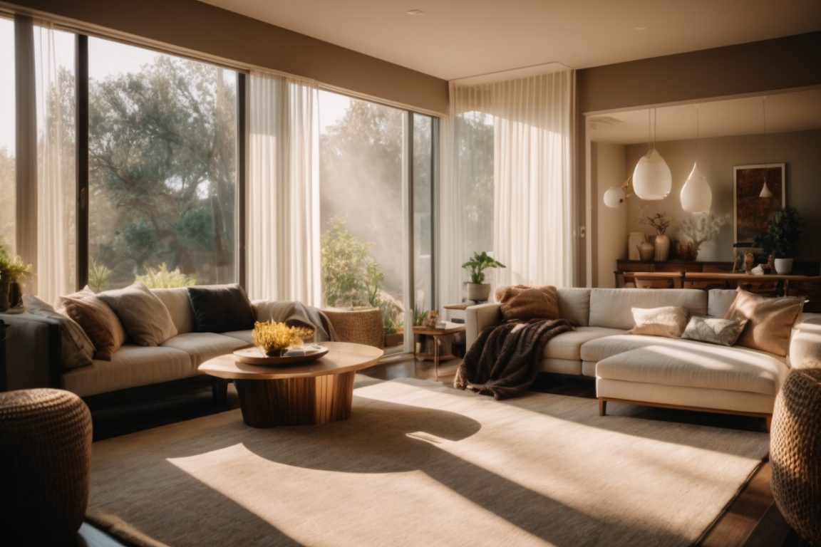 Sacramento home interior with sunlight filtering through window film