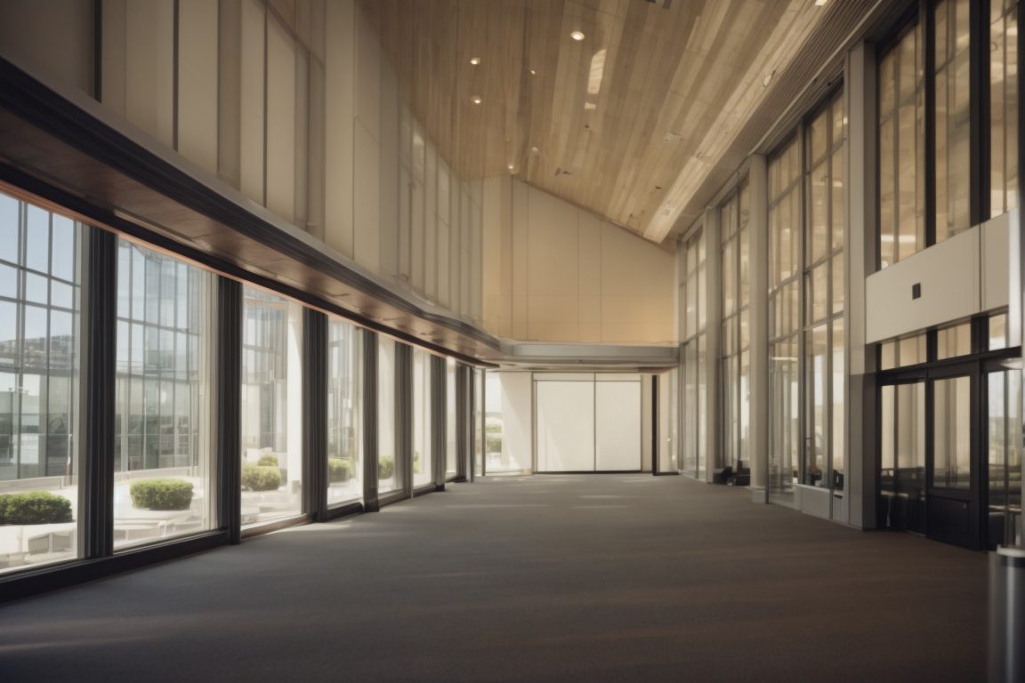 Sacramento office building interior showing ineffective traditional window panes and visible heat discomfort