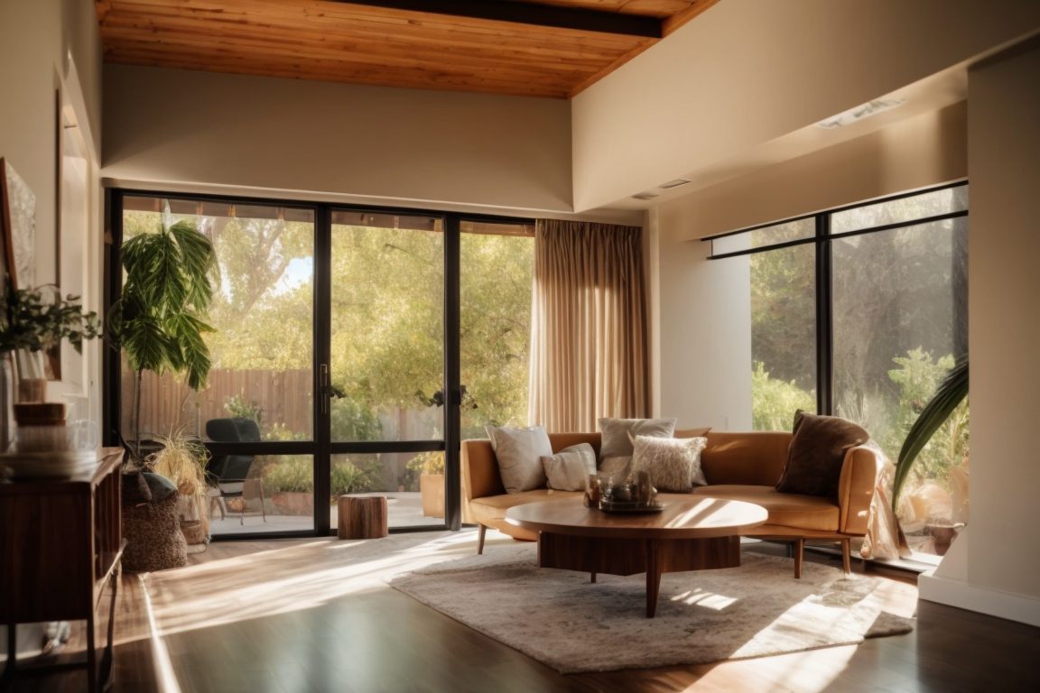 Sacramento home interior with sunlight filtering through heat reduction window film